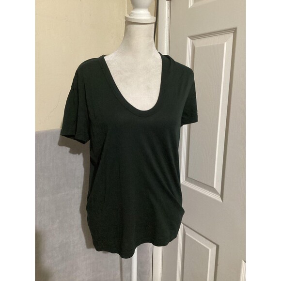 AG Adriano Goldschmied Shirt Womens Small Dark Green Scoop Neck Made in USA - Picture 1 of 6